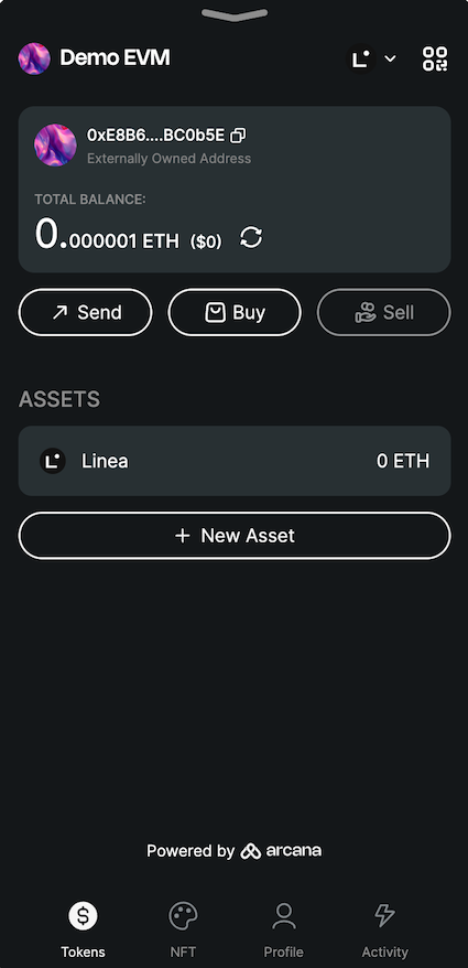 Arcana wallet: Linea chain